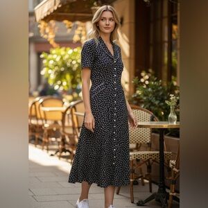 Chic Navy Floral Midi Dress